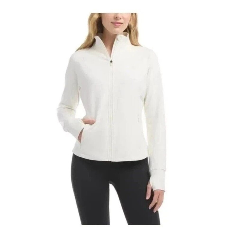 Jockey Satin Stitch Yoga Jacket Off White Full Zip Active Women’s 3X